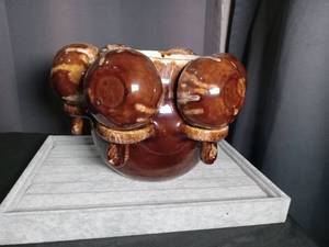 lot 2726 image: Brown Drip Glaze Pottery Bowl Set