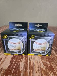 lot 20 image: Pair of Ultra Pro Square Baseball Display Case with UV Protection