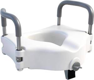 lot 141943 image: 5 Raised Toilet Seat with Removable Padded Handles, Toilet Seat Riser Fit for Seniors, Elevated Toilet Seat & Durable Construction & Secure Locking
