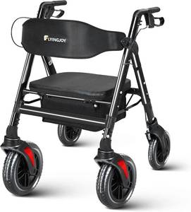 lot 141947 image: Retails for $210 Rollator Walkers with Seat,450Lb Rolling Walkers,23.76lbs(10.8kg) Extra-Wide Heavy-Duty Rollator Walkers with Seat and Brakes for Seniors and Adults Bariatric with Large Aluminum (Black)