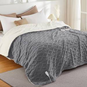 lot 141954 image: CAROMIO Electric Blanket King Size Dual Control - Thick Tufted Sherpa Heated Blanket with 10 Heating Levels and 10 Time Settings, ETL Certified Fast Heating Blankets King Size 90 100, Grey