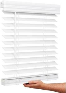 lot 141965 image: Retails for $118 Lotus & Windoware Cordless, 2 Inch Faux Wood Blind, 46 Wide x 72 Long, Window Blinds, Blinds & Shades, Blinds for Indoor Windows, Smooth, Bright White - 46 x 72,Bright White