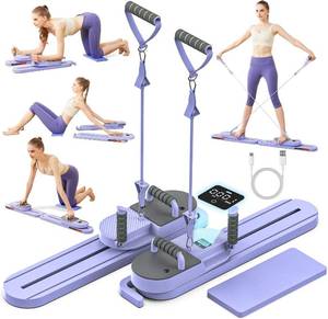 lot 141981 image: Pilates Slider Board for Women Home Workouts Detachable Portable Pilates Reformer Machine with Resistance Bands Mini Fitness Equipment