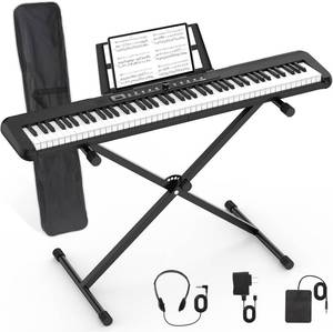 lot 141983 image: Retails for $110 88 Key Piano Keyboard, Semi Weighted Electronic Digital Piano with Music Stand, Power Supply, Sustain Pedal, Bluetooth, Stand, MIDI, for Beginner Professional at Home, Stage