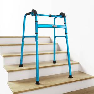 lot 241886 image: Retails for $130 Foldable Stair Climbing Walker for Seniors,Adjustable 4-Leg Height Safety and Convenience Blue