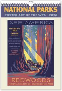 lot 241888 image: National Parks WPA Oversize Wall Calendar 2026 13.4 x 19 Spiral Bound with Hanger