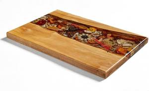 lot 241889 image: Retails for $114 Handmade Olive Wood Charcuterie Boards with Flowers Preserved, Olive Wood Cutting Board, Housewarming Gifts New Home, Wedding Gifts, Birthday Gifts for Woman