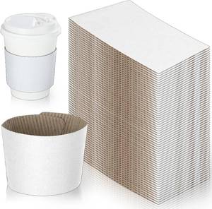 lot 241895 image: White Coffee Sleeves For 10 to 20 oz. Cups (150 Pack), Disposable Corrugated Cardboard Paper Jacket For Better Grip, Hot Cold Drinks Holder, Chocolate Milk Tea Beverage Insulator, Hand Protection