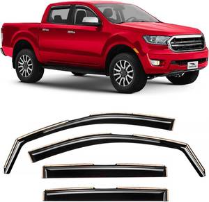 lot 241902 image: Voron Glass in-Channel Extra Durable Rain Guards for Trucks Ford Ranger 2019-2023 SuperCrew, Window Deflectors, Vent Window Visors, 4 Pieces - 220160