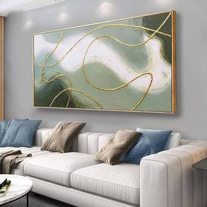 lot 341884 image: Retails for $110 Framed Abstract Wall Art Room Decor Aesthetic Green White and Gold Lines Boho Canvas Wall Decor Artwork Modern Home Wall Decor for Living Room Bedroom Office Decor 24x48