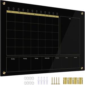 lot 341898 image: Black Glass 3-1 Monthly Dry Erase Calendar Whiteboard for Wall,24x 36,Frameless Mounting,OfficeSchoolHome, Frameless Large Planner White Board