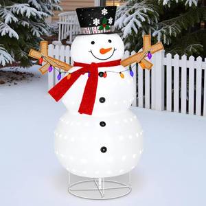 lot 341899 image: 5ft Lighted Pop-up Snowman Outdoor Christmas Lawn Decor, 60 Large 3D Snowman Holiday Decoration with White 200 LEDs for Lawn, Yard, Garden