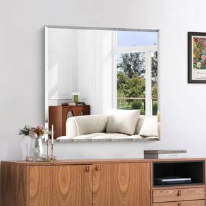 lot 341906 image: Retails for $110 KOCUUY Beveled Mirror, 30x30 Inch Square Frameless Bathroom Mirror for Over Sink, Upgraded Shatterproof Beveled Unframed Design Mirror for Bathroom, Bedroom, Entryway, Hang HorizontalVertical