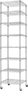 lot 441823 image: Finnhomy Heavy Duty 8 Tier Wire Shelving with Wheels 18x18x72.8-inches 8 Shelves Storage Rack Thicken Steel Tube, Pantry Shelves for Storage, Adjustable Shelving Unit, NSF Certified, Chrome