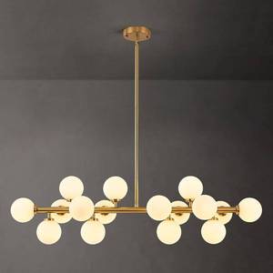 lot 441836 image: Retails for $180 16-Light Globe Sputnik Chandelier, Mid Century Modern Light Fixture Over Table, Brass Gold Linear Chandeliers for Dining Room and Kitchen Island (Milk White Glass Bubble Shades, 40 Inch)