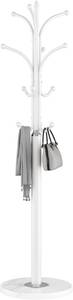 lot 441839 image: HOMEFORT Coat Rack Stand, Freestanding Coat Tree with Natural Marble Base, Metal Hall Tree with 12 Hooks for Hanging Hat, Clothes, Bag, Entryway Storage Organizer, White