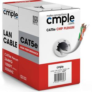 lot 441847 image: Retails for $109 Cmple - Cat5e Plenum Cable 1000ft, CMP, White, 350MHz Gigabit Ethernet Solid Network Internet Bulk UTP