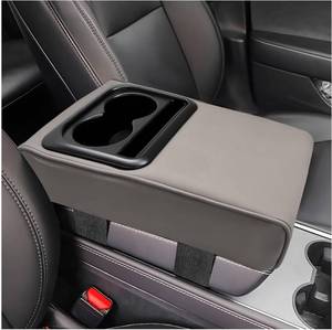 lot 441853 image: Car Center Console Armrest Pillow, Memory Foam Auto Armrest Box Cover with Cup Holder & Phone Holder, Waterproof Leather Arm Rest Protector Cushion, Interior Car Accessories (Gray)