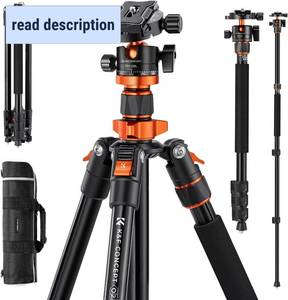 lot 141961 image: K&F CONCEPT Tripod for Camera, 78 Aluminum Camera Tripod, 81 Tripods & Monopods, Stable Heavy Duty Travel Tripod for DSLR Cameras, Max Load 22 lbs