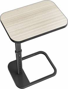 lot 321130 image: Driftwood Grey TV Tray Table, Adjustable Height & Rounded Metal Corners, Snack Table for Couch, Sofa, Bed, Chair, Living Room, C Shaped End Side Table for Eating, Dinner or Laptop, Small Spaces