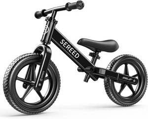 lot 151860 image: SEREED Toddler Balance Bike 2 Year Old, No Pedal Kids Toy Bike for 2-5 Years Old, Tool-Free Adjustment, Gift for 2-3 Girls, Customize Plate with 3pcs Stickers (Black)