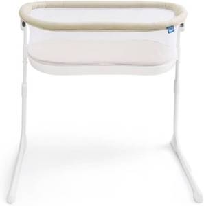 lot 151866 image: Retails for $179 HALO  BassiNest  Lite   Breathable Baby Bassinet Slides Over Bed with Mesh Walls for Airflow & Visibility, Lowering Wall for Easy Access, Portable & Lightweight, Fits Most Beds