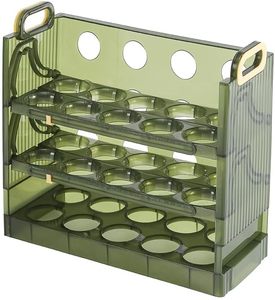 lot 151893 image: Koja Three-layer Flip-up Egg Storage Container Holder for Refrigerator, Kitchen. 30-Egg Organizer - New Space-Saving, Easy-Access Design, Easy-Clean, Durable, BPA-free. Protects Eggs from Cracking.