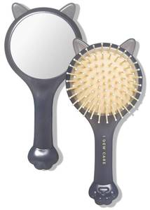 lot 151904 image: I DEW CARE Tap Secret Detangling Brush with Mirror  Cute and Ergonomic Design for All Hair Types - Gifts for Women, Girls