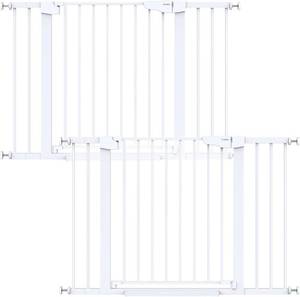 lot 251379 image: Retails for $160 Cumbor 2 Pack 29.7-46 Baby Gate for Stairs, Moms Choice Awards Winner-Auto Close Dog Gate for doorways, Easy Install Pressure Mounted Pet Gates indoor, Easy Walk Thru Wide Safety Gate for Dog, White