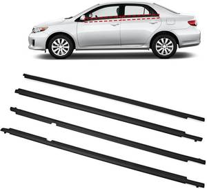 lot 251381 image: TOP-MAX WeatherStrip Window Molding Trim Seal Belt Replacement for Toyota Corolla 2009 2010 2011 2012 2013, 4pcs Black Window Weather Stripping Replaces#75710-02210, 7571002260, 7571012780