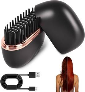 lot 251403 image: Mini Hair Straightener, Rechargeable Wireless Portable Hair Straightener Brush, 3-Temperature Control for Women, Compact and Travel-Friendly Hair Styling Tool