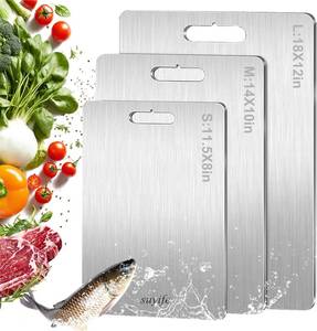 lot 351468 image: Titanium Cutting Board Set of 3,100% Pure Titanium Cutting Boards for Kitchen, Double Sided Food-Grade Chopping Board for Cutting Meat Vegetable Fruit, Dishwasher Safe
