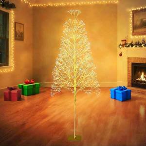 lot 351474 image: 7FT Lighted Christmas Tree 1440LED Twinkle Lights Warm White Christmas Tree with Lights Twinkling or Steady Function with Timer for Selected Waterproof Indoor Outdoor Party Christmas Decorations