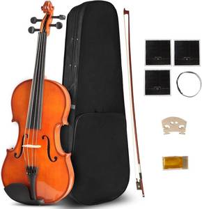 lot 351482 image: 16 Inch MA250 Acoustic Viola, Varnish Solid Wood Viola with Case, Bow, Rosin, Musical Instrument Viola Set for Adults, Beginners Students