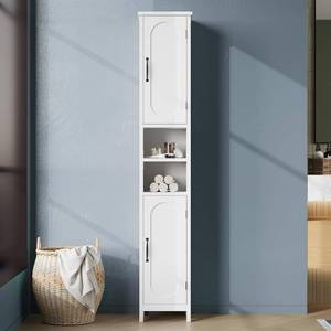 lot 351489 image: $110 67 Tall Bathroom Storage Cabinet with Lights, Slim Narrow Bathroom Cabinet Organizer with Doors and Adjustable Shelves, Tall Cabinet for Small Space (66.9 Tall-White with Light)