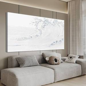 lot 351490 image: Canvas Wall Art Decor Large Wall Art Pictures for Living Room Wave Artwork for Walls White Blue Wave Wall Art Prints Landscape Coastal Wall Art Decor Art Work for Home Office Room Wall Decor 24x48