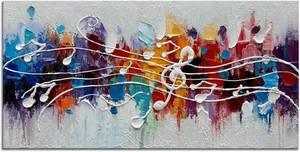 lot 351491 image: Retails for $106 zoinart Colorful Music Symbol Oil Painting on Canvas, Abstract Art Thick Paint Texture Painting, Creative Pattern Wall Art, Modern Minimalist Living Room Deco