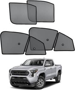 lot 351494 image: ECOZEN Car Window Sunshade for 2024-2025 2026 Toyota Tacoma Accessories - 4 Pcs Pack Side Sun Shade Magnetic Sunshade Insulate Heat & UV with Breathable Mesh - 2024-2026 Tacoma Double Cab Only