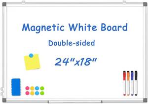 lot 451878 image: WALGLASS Double-Sided White Board, 24 x 18 Dry Erase Board Magnetic Whiteboard for Wall, Hanging Mounted Whiteboard Silver Aluminium Frame for Home, School, Office, Kitchen