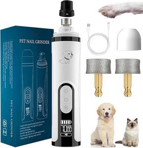 lot 451901 image: Upgraded Ultra Quiet Dog Nail Grinder with Dual LED Lights,Pet Painless Nail Trimmer with 3 Speeds,2000mAh Battery,Stress-Free Grooming for Small Medium Large Dogs & Cat at Home or Travel (3 Heads)
