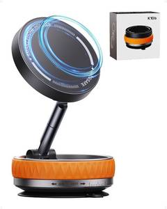 lot 451904 image: Intoval Vacuum Magnetic Phone Holder for Car, 360 Suction Cup Phone Mount with Snaplock Tech, Adjustable Magnet Stand for Your Car - Fit for Magsafe iPhone, Come with 2 Mag Rings, Flat Nano Sticker