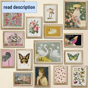 lot 151863 image: LANCHI95 15 Pcs FRAMED Eclectic Wall Decor, Colorful Eclectic Decor, Colorful Art, Girls Room, Vintage Wall Art Prints, Moody Maximalist Bedroom Decorations