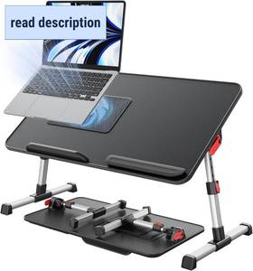 lot 151870 image: Laptop Desk for Bed with Cooling Fan, SAIJI Height & Angle Adjustable Laptop Stand for Bed, Lap Desk Tray Table, Lightweight Foldable Portable Computer Table for Couch Sofa Chair Floor Desk (Black)