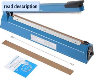 lot 351486 image: 16 Inch Impulse Heat Sealer Manual Bags Sealer Sealing Machine Heating Closer for Plastic PE PP Mylar Poly Foil Bags Home Restaurant Food Storage with Extra Replace Element