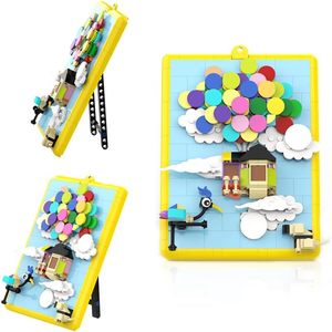 lot 141681 image: Kevin Bird Up Balloon House Building Toy Set, Compatible with Up Modern Art Flying House Building Kit, Build & Display Home Decor Wall Art, Birthday Gift Idea for Kids, Adults. 279 Pcs