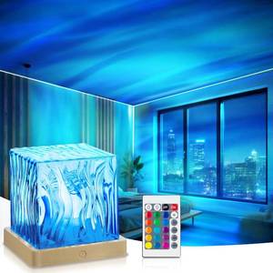 lot 9187239 image: VoMii Northern Lights Projector,16 Colors Luminorthe Cube Lamp with Dynamic Wave Effect,Aurora Glow Lamp Ambient Lighting with Remote for Bed Room Classroom Decor