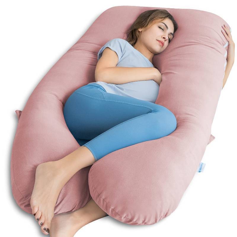 lot 261263 image: QUEEN ROSE Pregnancy Pillows for Sleeping, Cooling U Shaped Body Pillow, Maternity Pillow for Pregnant Women with Silky Soft Cover, Pink