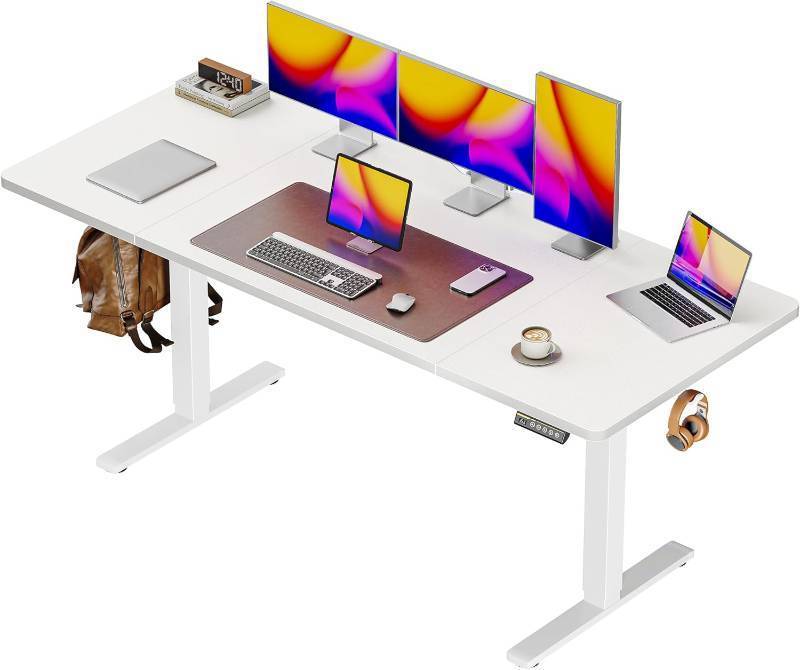lot 285812 image: Retails for $190 Large Electric Standing Desk Frame, Height Adjustable Computer Desk Frame, White