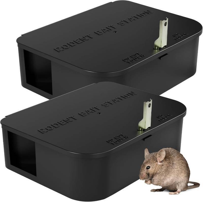 lot 341804 image: Rat Station Box with 1 Key, Complete Rodent Solution Keeps Rats Away, Pet & Child-Safe, Lock & Key Available, Reusable & Long-Lasting, Indoor & Outdoor, 2 Pack