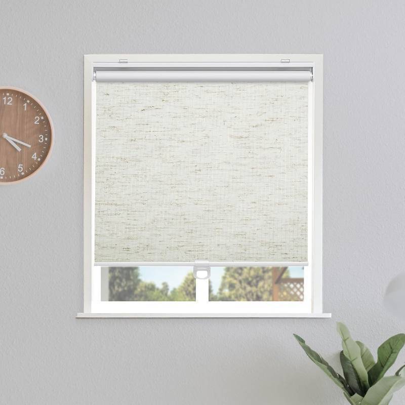 lot 121141 image: Blackout Roller Shades Blinds Cordless for Windows Pull Down Room Darkening Door Blinds with Thermal Insulated Easy to Install for Living Room,Bedroom,Home,Office Linen Beige 28 W x 72 H